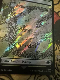 Mtg Magic LoTR Showcase Surge Foil Swamp Misprint Error Print Residue Card - Image 2