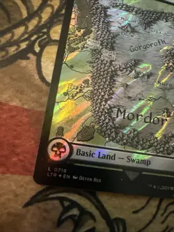 Mtg Magic LoTR Showcase Surge Foil Swamp Misprint Error Print Residue Card - Image 4