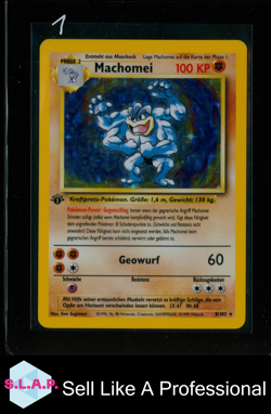 MACHOMEI POKEMON 8 1999 BASE SET 1 EDITION HOLO GERMAN - Image 1