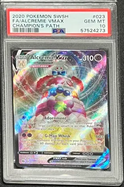 2020 Pokemon SWSH Champion's Path # 023 Full Art Alcremie VMAX GEM MINT PSA 10 - Image 1