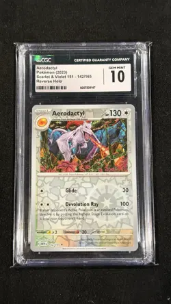 Pokemon TCG Aerodactyl Scarlet & Violet 151 Reverse Holo Rare CGC 10 - Image 1