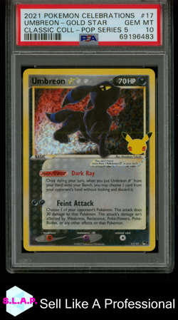 UMBREON-GOLD STR CLASSIC COLL-POP SERIES 5 POKEMON CELEB. 2021 17 PSA 10 - Image 1