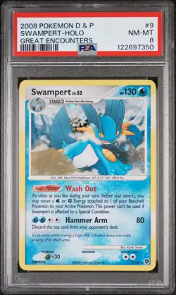2008 POKEMON DIAMOND & PEARL GREAT ENCOUNTERS #9 SWAMPERT-HOLO PSA 8 - Image 1