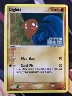 Diglett 50/100 ex Crystal Guardians Reverse Holo Stamped Pokemon - Image 1