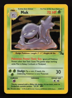 Muk 13/62 Fossil Set Holo Rare Pokemon Card WOTC 1999 - Near Mint - Image 1