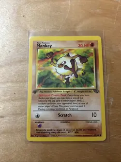 Pokemon TCG Mankey Jungle Card 55/64 Regular Common 1st Edition - Image 1