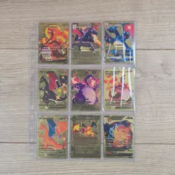 Pokemon Fan Art Gold Foil Charizards VMAX GX V Job Lot x9 Cards - Image 1