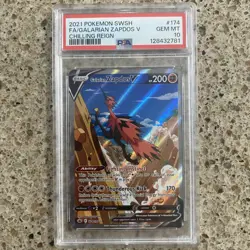 Galarian Zapdos V PSA 10 Alt Art Chilling Reign Pokemon Card 174/198 2021 FA - Image 1