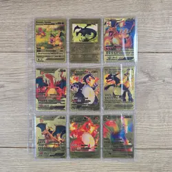 Pokemon Fan Art Gold Foil Charizards VMAX GX Job Lot x9 Cards - Image 1