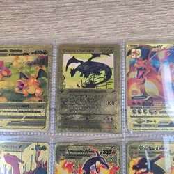 Pokemon Fan Art Gold Foil Charizards VMAX GX Job Lot x9 Cards - Image 3