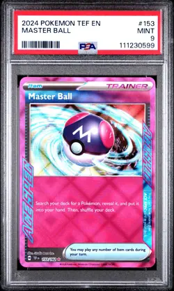 Pokemon TCG Master Ball 153/162 2024 Temporal Forces ACE SPEC Rare Card - PSA 9 - Image 1