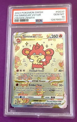 2023 POKEMON SWORD & SHIELD CROWN ZENITH #GG37 FULL ART SIMISEAR VSTAR PSA 10 - Image 1