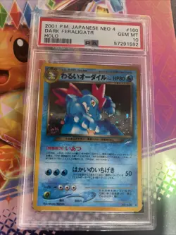 Pokemon PSA 10 GEM MINT 2001 Dark Feraligatr Japanese Neo Destiny Holo Swirl - Image 1