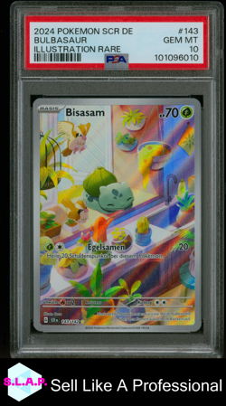BULBASAUR ILLUSTRATION RARE POKEMON GERMAN SCR DE-STELLAR CROWN 2024 143 PSA 10 - Image 1