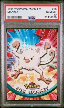Pokemon Mankey Topps TV Animation Edition Regular #56 PSA 10 Gem MT TK - Image 1