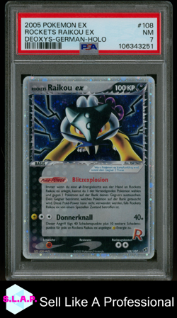 ROCKETS RAIKOU EX DEOXYS-GERMAN-HOLO POKEMON EX DEOXYS 2005 108 PSA 7 - Image 1