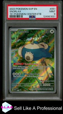 SNORLAX 151 POKEMON CENTER ETB POKEMON SVP EN-SV BLACK STAR PROMO 2023 051 PSA 9 - Image 1