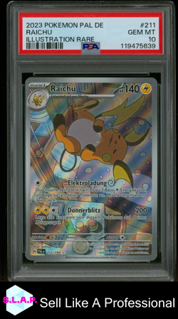 RAICHU ILLUSTRATION RARE POKEMON GERMAN PAL DE-PALDEA EVOLVED 2023 211 PSA 10 - Image 1
