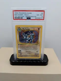 1999 Pokemon Machamp Holo Shadowless 1st Edition Base Set 8/102 PSA 6 EX-MT - Image 1