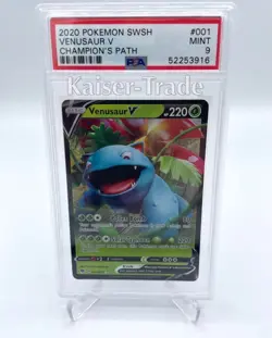 MINT 2020 Pokemon SWSH Venusaur V 001/73 PSA 9 Champion's Path Pokemon TCG Card - Image 1