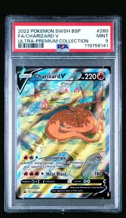 Pokemon TCG Charizard V SWSH260 Black Star Promo Card PSA 9 - Image 1