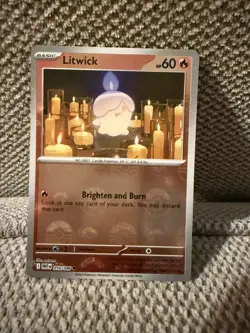 Pokemon Card Litwick 016/086 Poke Ball Rare Common Scarlet Violet White Flare LP - Image 1
