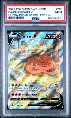 Pokemon TCG Charizard V SWSH260 UPC Black Star Holo Promo Card PSA 9 Mint - Image 1