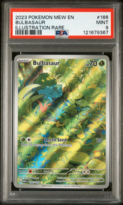 PSA 9 Pokemon TCG Mew 151 Bulbasaur Illustration Rare Card 166/165 - Image 1