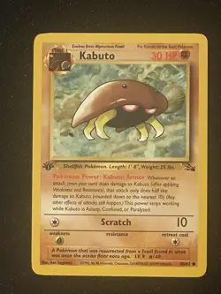 Pokemon TCG Kabuto Fossil 1st Edition Card 50/62 NM Condition - Image 1