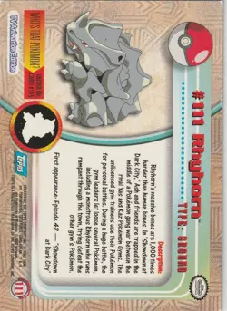 Pokemon Card - Rhyhorn #111 2000 Topps Chrome Series 2 Holo Foil - Image 2