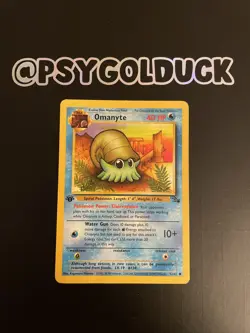 Pokemon Card 52/62 Omanyte Fossil Set 1st Edition Wotc LP - Image 1