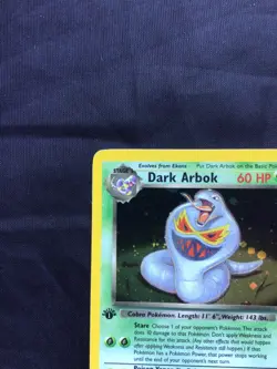 Pokemon Cards: Team Rocket 1st Edition Rare Holo: Dark Arbok 2/82 - Image 3