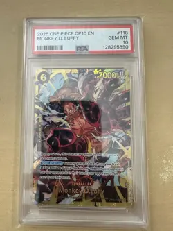 2025 Monkey D. Luffy PSA 10 English One Piece Card #OP10-118 Royal Blood SEC - Image 1