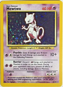 Pokemon TCG Mewtwo Rare Holo Card #10/102 Base Set - Image 1