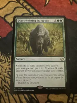 Mtg Magic Modern Masters 2 Overwhelming Stampede Misprint Light Print Text Error - Image 1