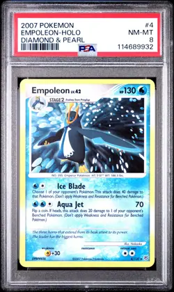 2007 POKEMON DIAMOND & PEARL #4 EMPOLEON-HOLO PSA 8 - Image 1