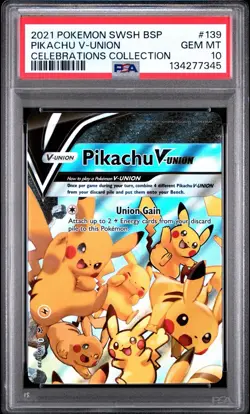 2021 Pokemon SWSH Promo Celebrations Collection PIikachu V-UNION #139 PSA 10 - Image 1