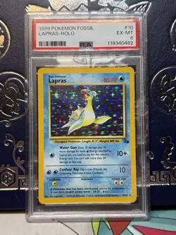 1999 POKEMON FOSSIL #10 LAPRAS HOLO PSA 6 - Image 1