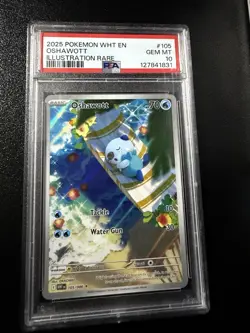 Oshawott 105/086 Illustration Rare IR Pokemon White Flare PSA 10 - Image 1