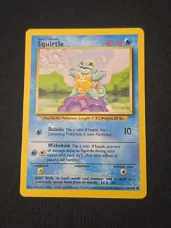 Squirtle 063/102 Base Set Regular WOTC Vintage Pokemon TCG Light Played - Image 1