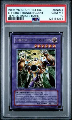 Yu-Gi-Oh! Elemental Hero Thunder Giant TLM-EN036 Ultimate Rare 1st Ed Euro PSA - Image 1