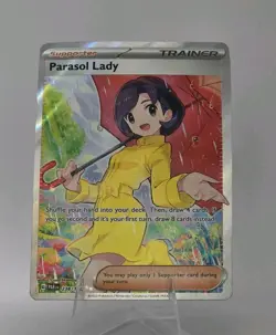 Parasol Lady 238/182 SV04: Paradox Rift Holo Pokemon TCG Card Full Art Damaged - Image 1