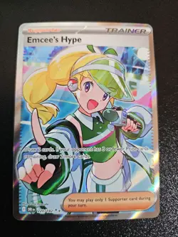 Emcee's Hype 220/182 Destined Rivals Full Art Trainer Pokemon TCG Card - Image 1