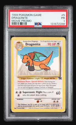 PSA Graded English 1999 Pokemon Dragonite Movie Promo Card PSA 1 - Image 1