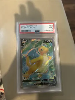 Pokemon Go Dragonite v Full Art Ultra Rare Card 076/078 PSA 9 - Image 1