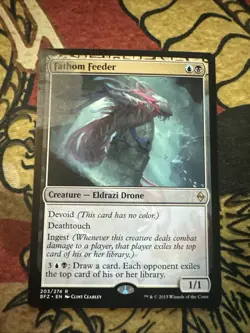 Mtg Magic Battle For Zendikar Print Reside Fathom Feeder Misprint Error Card - Image 1