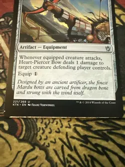 Mtg Magic Khans Of Tarkir Heart-Piercer Bow Miscut Misprint Error Card - Image 2