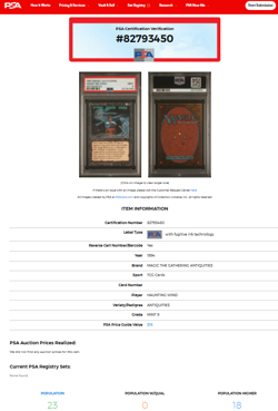 1994 MTG Magic the Gathering Antiquities Haunting Wind Vintage PSA 9 Mint - Image 3