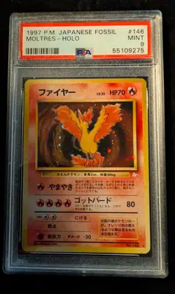 Pokemon Moltres Japanese Fossil Holo PSA 9 Mint 1997 pocketmonsters - Image 1