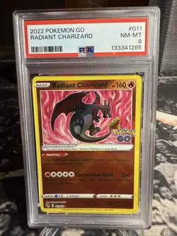 2022 POKEMON GO #011 RADIANT CHARIZARD PSA 8 - Image 1